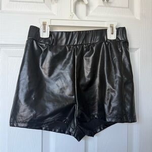 Black Faux Leather Women Shorts